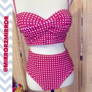 EUC Red snd White checkered swimsuit